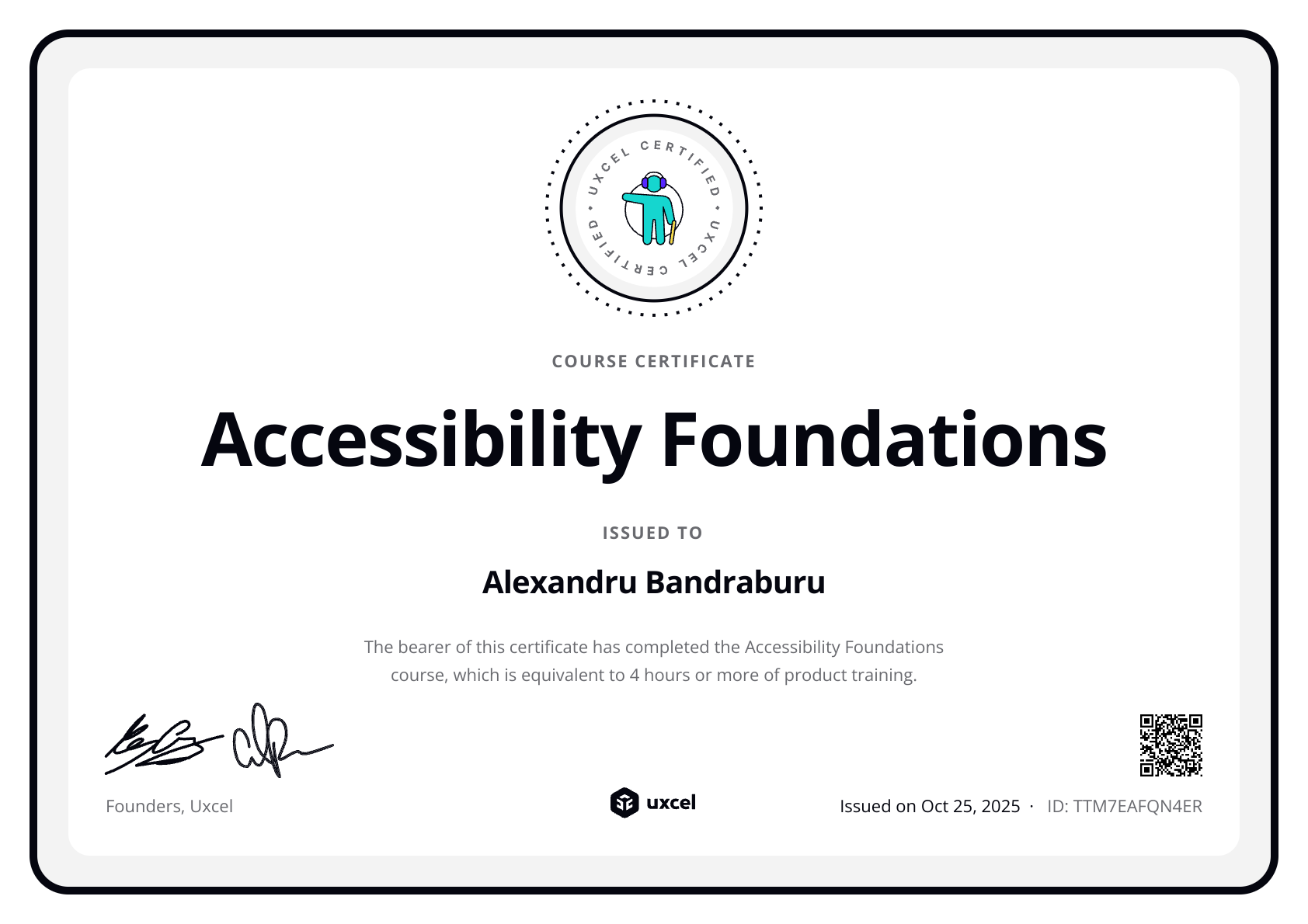 Alexandru Bandraburu's certificate